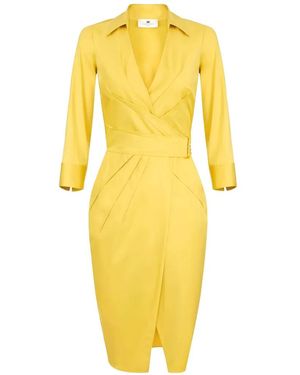Elisabetta Franchi Wraparound Midi Dress - Yellow