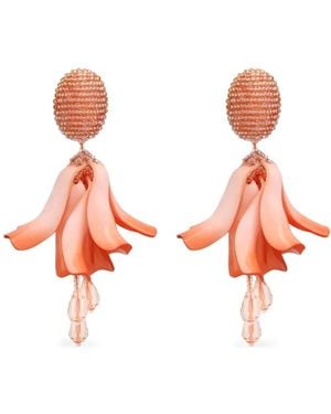 Oscar de la Renta Beaded Floral Earrings - White