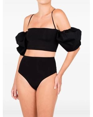 Maygel Coronel Nass Puffy-Sleeve Bikini - Black