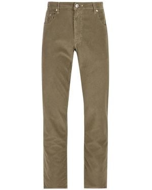 Sartoria Tramarossa Pantaloni Slim Michelangelo A Coste - Verde