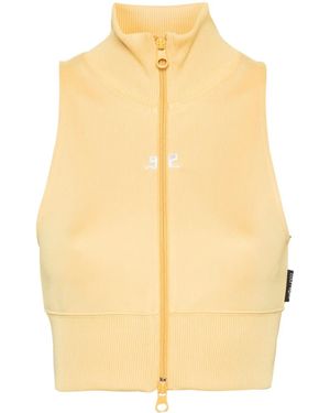 Courreges Zip-Up Cropped Vest - Yellow