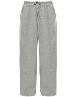 adidas Logo-Embroidered Wide-Leg Track Trousers - Grey
