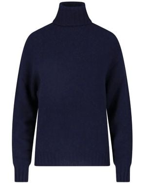 Ma'ry'ya Roll-Neck Raglan-Sleeve Sweater - Blue