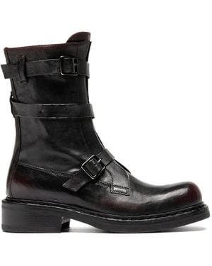Officine Creative Dakota 004 Leather Buckle Boots - Black