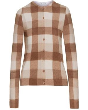 Oscar de la Renta Gingham Check Cardigan - Brown