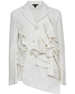 Comme des Garçons Ruffled Brocade-Texture Blazer - White