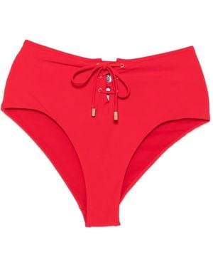 Moschino Lace-Up Bikini Bottoms - Red