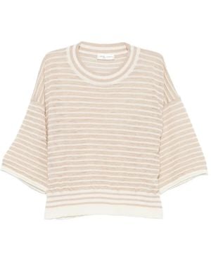 Roberto Collina Horizontal-Stripe Short-Sleeve T-Shirt - Natural