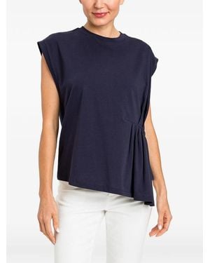 Twinset Asymmetric Pleated T-Shirt - Blue
