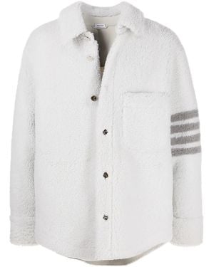 Thom Browne 4-Bar Shearling Jacket - White