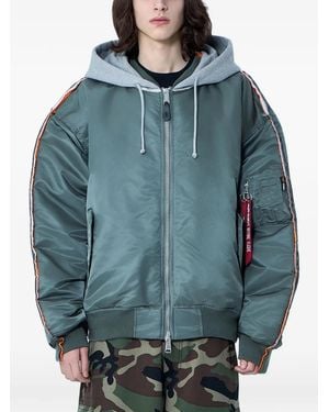 Vetements Integrated-Hood Bomber Jacket - Blue