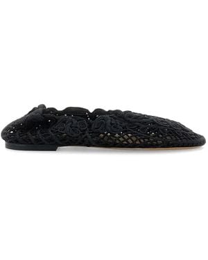 Odissi Iris Crocheted Ballet Flats - Black