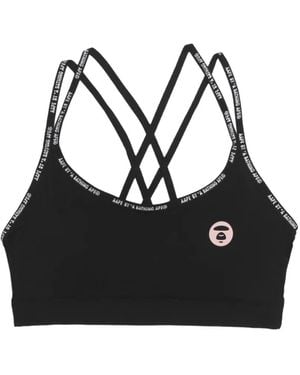 Aape By A Bathing Ape Moonface Criss-Cross Sports Bra - Black