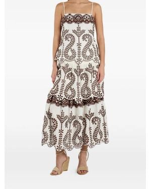 CHRISTY LYNN Finn Flower-Embroidered Maxi Skirt - White