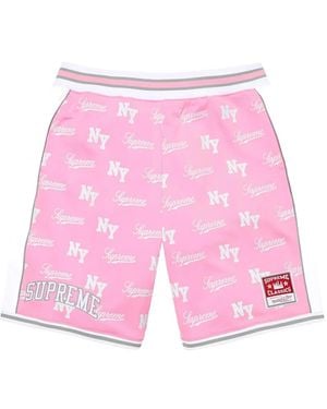 Supreme X Mitchell & Ness Short À Motif Monogrammé - Pink