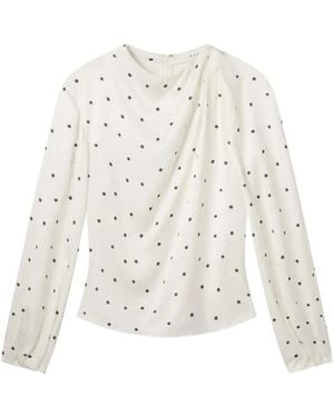 A.L.C. Blaire Polka-Dot Draped Blouse - White