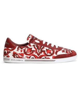 Dolce & Gabbana Majolica-Print Cotton Saint Tropez Light Trainers - Red