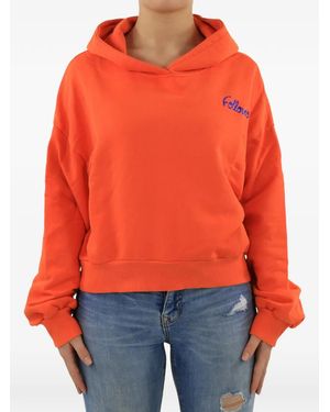 Follovers Logo-Embroidered Hoodie - Orange