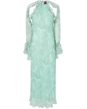 Pinko Ruffled Floral Silk Dress - Green