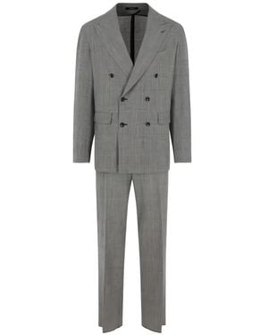 Tagliatore Traje A Cuadros Príncipe De Gales Con Doble Botonadura - Gris
