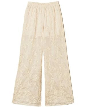 Twinset Muslin Trousers With Cornely Embroidery - White