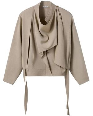 RECTO. Draped Scarf-Detail Jacket - Natural