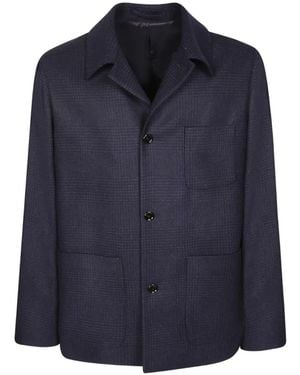 Lardini Giacca-Camicia A Quadri Con Bottoni - Blu