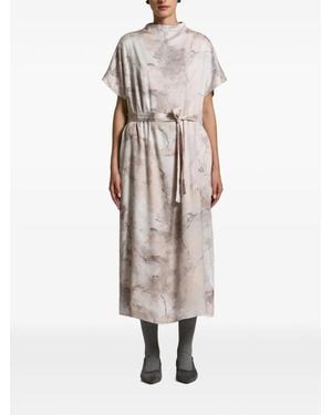 Peserico Midikleid Mit Marmor-Print - Weiß