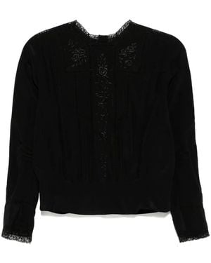 Shiatzy Chen Chiffon-Embroidered Top - Black