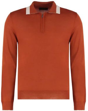 Moorer Clancy-Mll Collar-Zip Polo Shirt - Orange