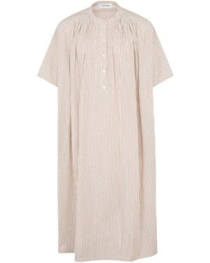 Yves Salomon Striped Midi Dress - Natural