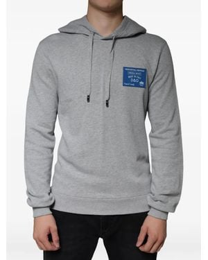 Dolce & Gabbana Logo-Patch Hoodie - Gray