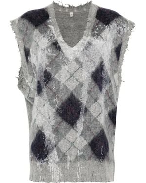 R13 Pullunder Mit Argyle-Muster - Grau