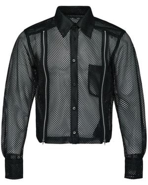 Comme des Garçons Chemise En Résille À Détails De Zips - Black