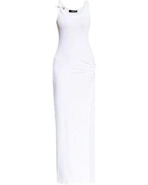 Versace Asymmetrical Ruched Maxi Dress - White