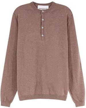 Amaranto Button-Placket Sweater - Brown