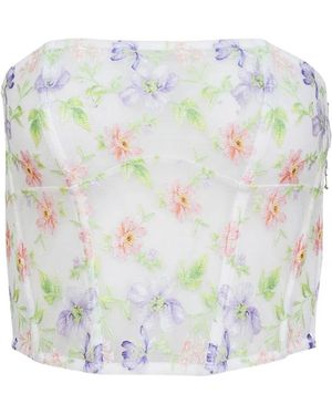 Fleur du Mal Embroidered Corset Top - White