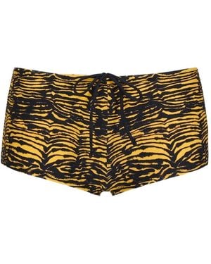 Tropic of C Santorini Banana-Print Bikini Shorts - Metallic