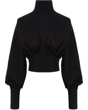 Hamza Nice Puffed-Sleeve Top - Black
