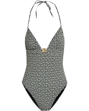 Balmain Badpak Met Monogramprint - Grijs