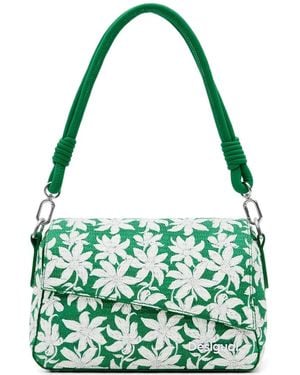Desigual Textured Floral Tote Bag - Green
