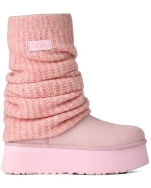 UGG Classic Mini Dipper Legwarmer Knit Classic Boots - Pink