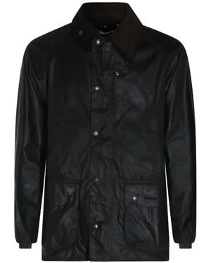 Barbour Veste Cirée À Col En Velours Côtelé - Black