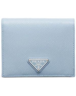 Prada Small Triangle-Logo Leather Wallet - Blue
