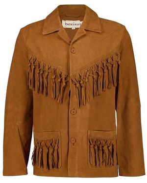 BAZISZT Fringed Suede Jacket - Brown