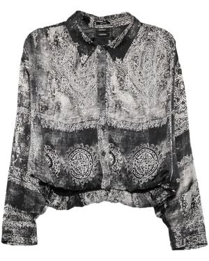 R13 Camiseta Con Medallón Estampado - Gris