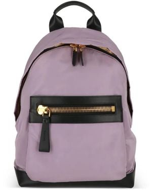 Tom Ford Leather-Trim Zip-Fastening Backpack - Pink