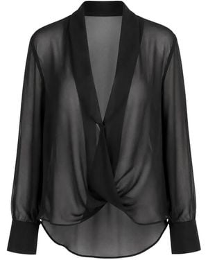 Sa Su Phi Criss-Cross Sheer Shirt - Black