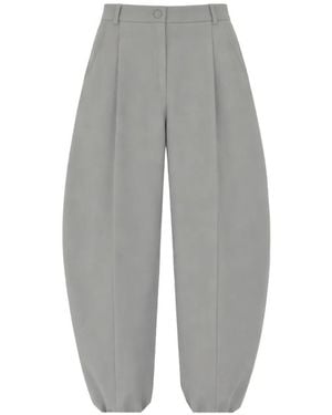 Gloria Coelho Oval Cropped Barrel Pants - Gray