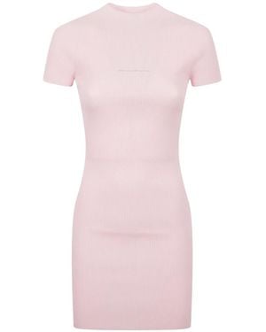 Alexander Wang Ribbed-Knit Logo-Detail Mini Dress - Pink
